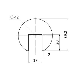 Drevený profil ø 42 x 3000 mm (17 x 20 mm), buk, brúsený Drevený profil ø 42 x 3000 mm (17 x 20 mm), buk, brúsený